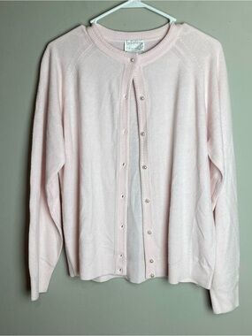 Designers Originals Pale Pink Pearl-Button Knit Cardigan